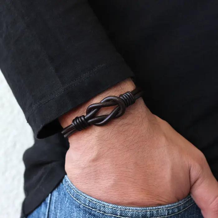 Bracelet infini celtique en cuir véritable pour hommes cadeau d'anniversaire occasion spéciale trésor familial traditionnel style élégant