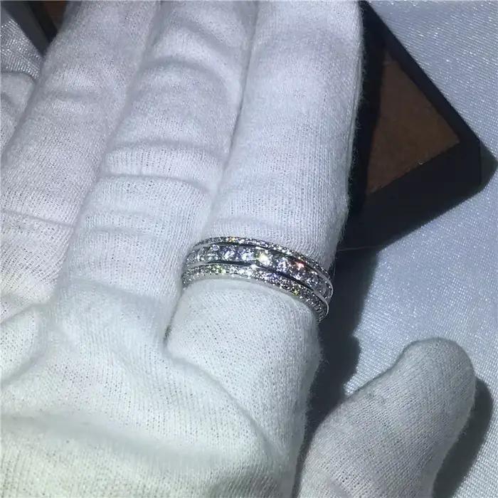 Bague en diamant de laboratoire, alliance romantique et éternelle pour engagement et mariage, cadeau de fiançailles en or blanc avec zirconium pour femmes et occasions spéciales