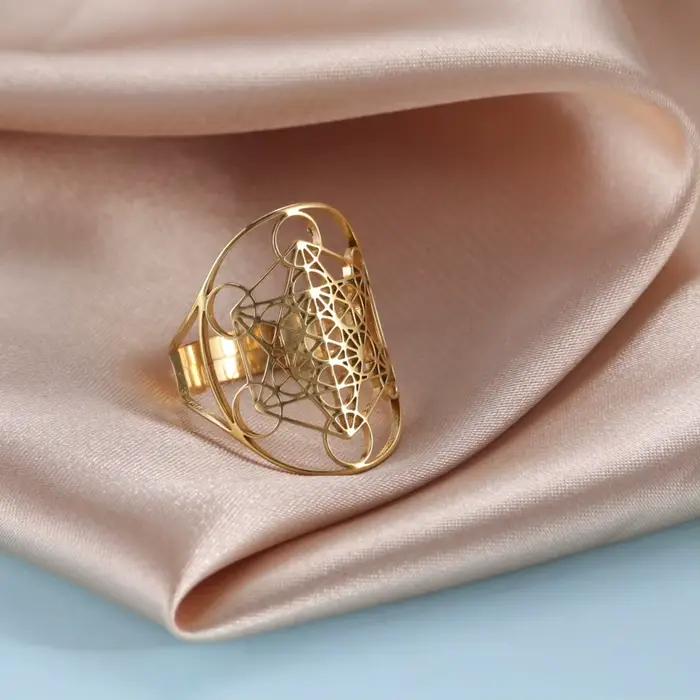 Archangel Metatron bague en acier inoxydable taille réglable Salomon bijoux les secrets de la géométrie du jardin