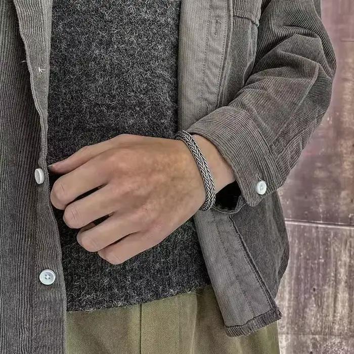 Bracelet pur tissé à la main, rétro dominateur et épais, personnalisé pour hommes