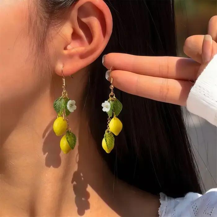 Boucles d'oreilles citron personnalisées avec Long pompon