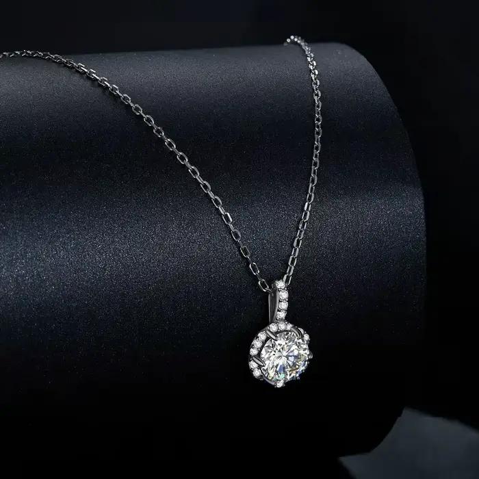 Bamoer U – collier Moissanite 1CT en argent Sterling 925