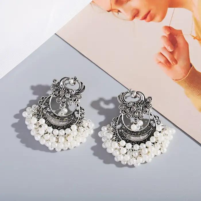 Jhumka-Boucles d'oreilles pendantes indiennes pour femmes et filles