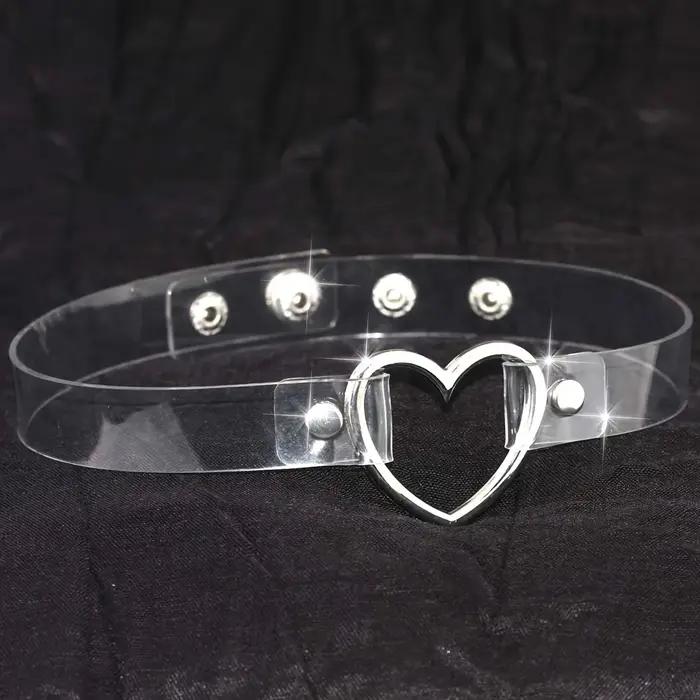 Collier à col transparent en forme de cœur de style punk gothique, tour de cou transparent sexy, idéal pour le 03 ou un accessoire de fête