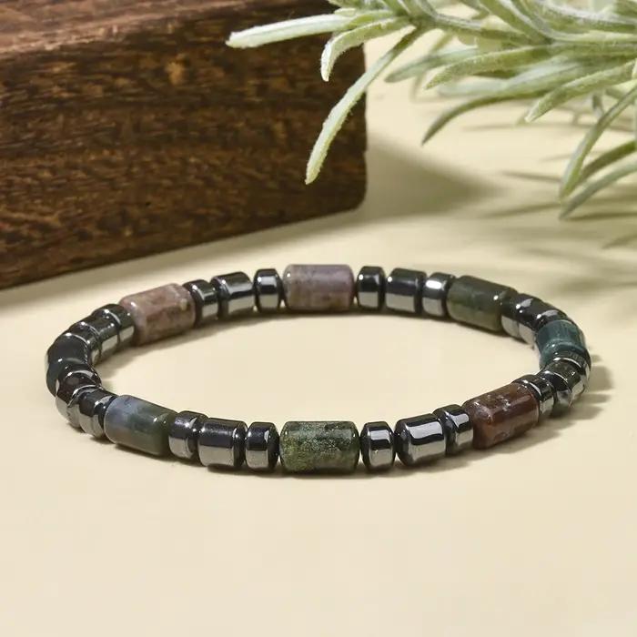 Bracelet décontracté en pierre naturelle, Labradorite, Lapis, perles de tambour et hématite, Bracele