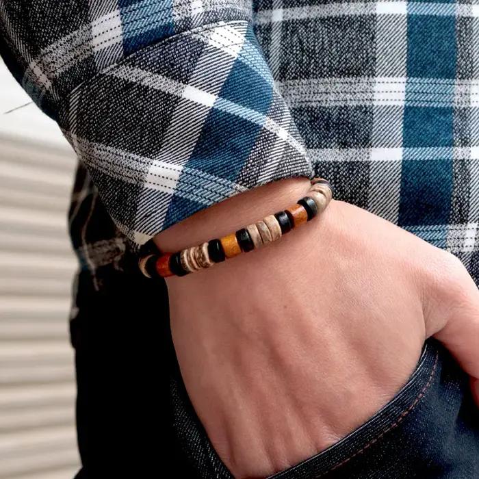 Bracelet de perles d'ampli naturelles fait à la main pour hommes et femmes