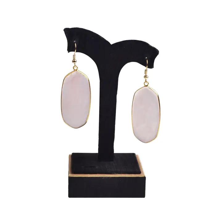 Boucles d'oreilles Joya Phnom Penh ovales en agate naturelle avec cristal noble