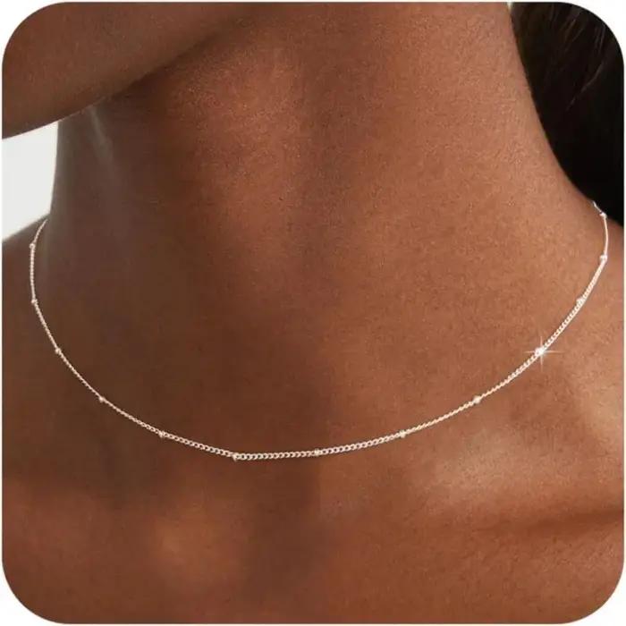Collier ras du cou Satellite en acier inoxydable plaqué or/argent 14K