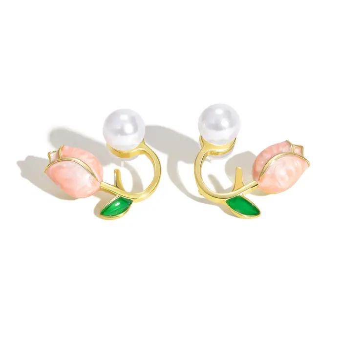 Boucles d'oreilles élégantes en Imitation de tulipe pour femmes