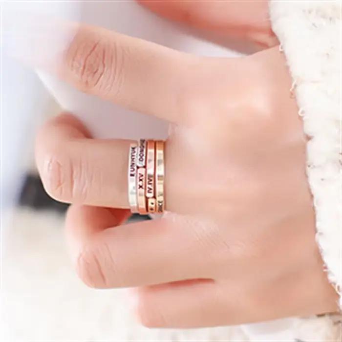Bague personnalisée en argent 925 avec initiales pour femmes occasions spéciales elegance bijou de mariage alliance de fiançailles cadeau romantique