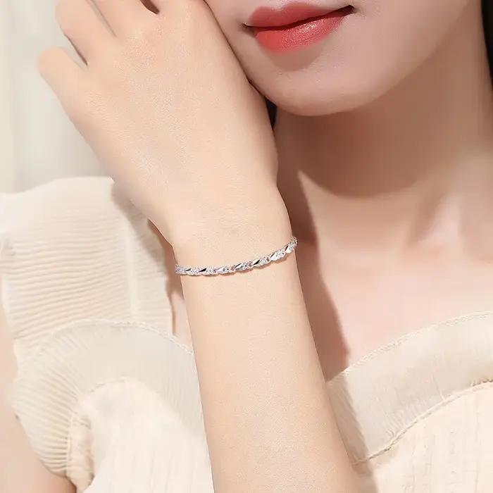 Bracelets en argent sterling 925 avec breloques étincelantes pour femmes occasions spéciales