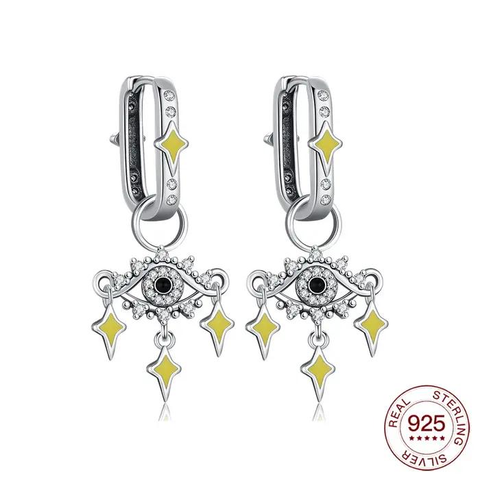 Boucles d'oreilles œil étoile brillante en argent Sterling S925, nouveaux bijoux originaux à la mode