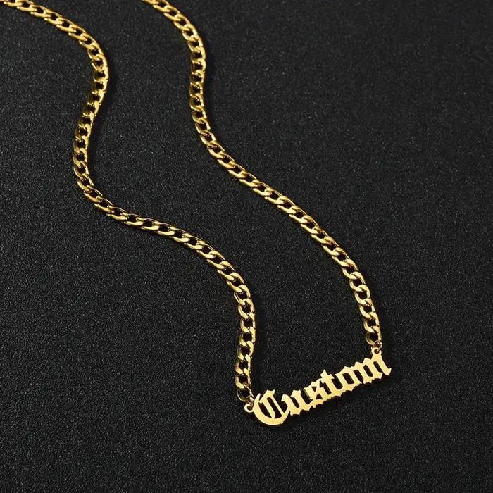 Collier personnalisé avec nom gravé en or et acier inoxydable pour homme et femme, cadeau personnalisé pour anniversaire, quotidien, soirée, engagement, anniversaire et mariage