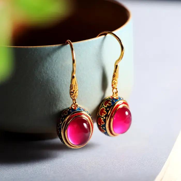 Boucles d'oreilles en forme de cornaline naturelle pour femmes
