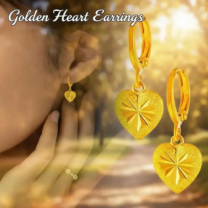 Boucles d'oreilles pendantes en or jaune 24 carats pour femmes