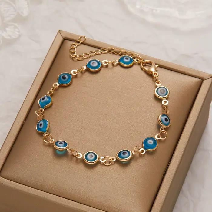 Bracelet porte-bonheur turquie mauvais œil pour femmes et hommes, coloré, rouge, bleu, chaîne en mét