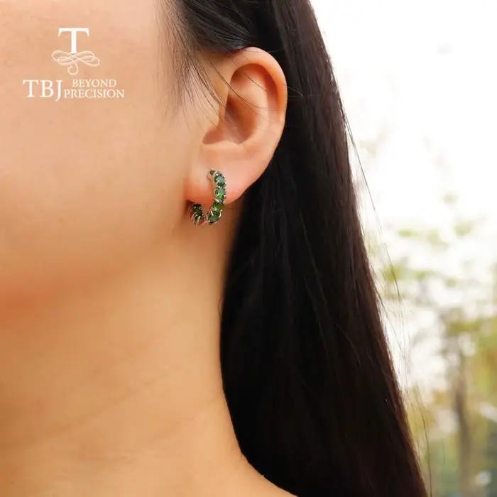 Boucles d'oreilles en diopside naturel rond de 4.0mm, design tendance, bijoux fins pour femmes, en argent sterling 925, 2026