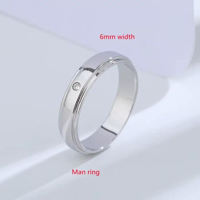 Buyee 925 bague de couple en argent Sterling blanc Zircon