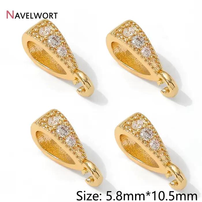 Pendentif en forme de goutte en laiton plaqué or 14K incrusté de zircon, attache à pince, accessoire
