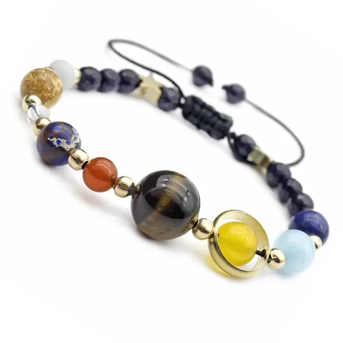 Bracelet Cosmic Galaxy HJUEY en pierre avec gravure de huit planètes pour homme et femme pour célébrer l'univers et l'astronomie occasions spéciales