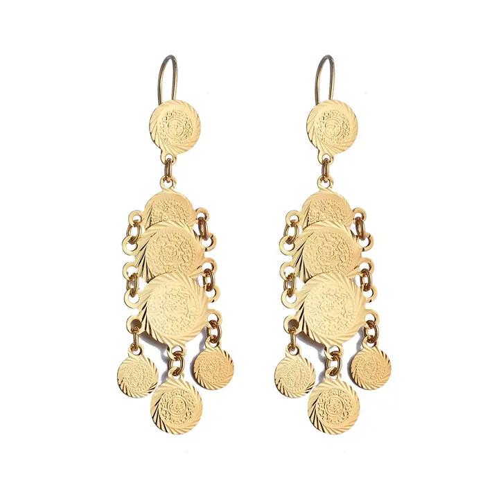 Boucles d'oreilles indiennes en or 24 carats design géométrique pour femmes bijoux de luxe à offrir pour occasions spéciales