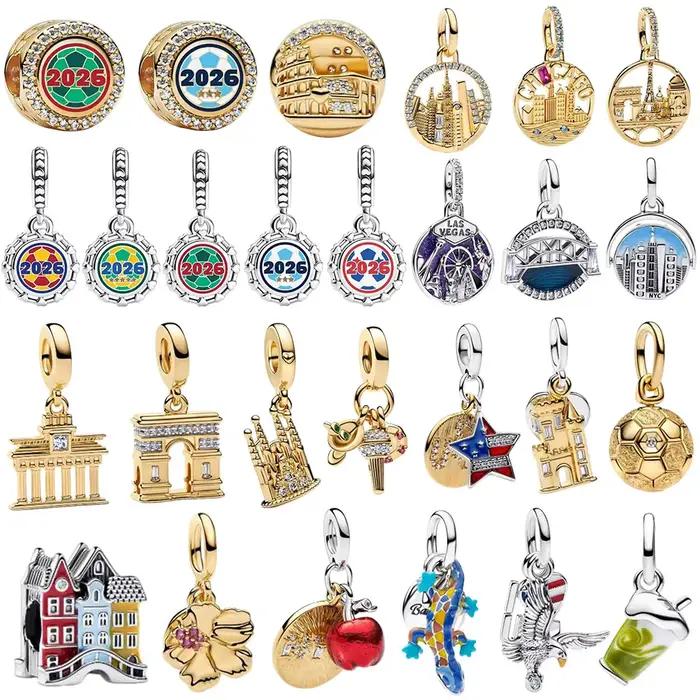 Pendentifs en argent 925 plaqué or sertis de zirconium blanc perles pour femmes occasions spéciales