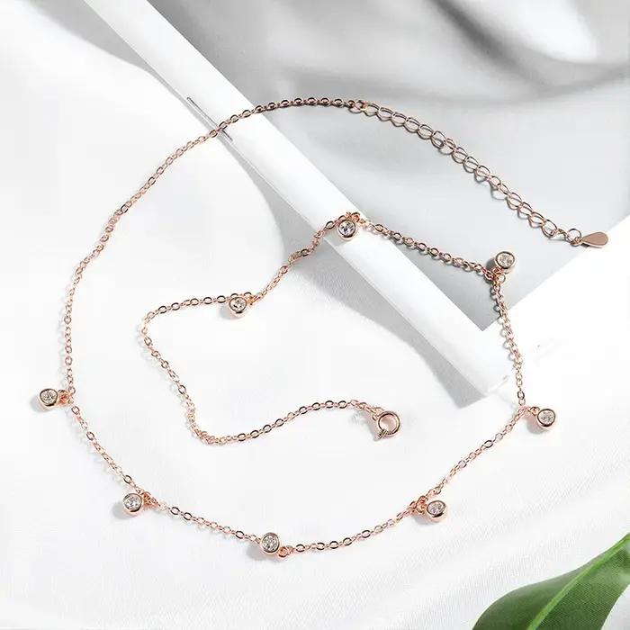 Smyoue certifié bulle 8 pierre 100% véritable Moissanite collier pendentif classique femmes cou chaîne en argent Sterling 925 plaqué 18K