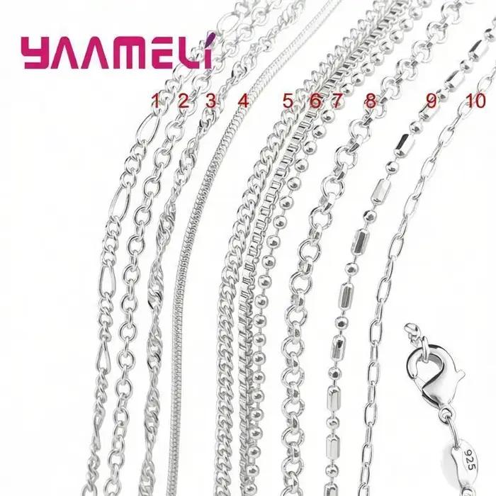 Grande Promotion 100% authentique 925 chaîne en argent Sterling collier avec fermoirs de homard fit hommes femmes pendentif 10 conceptions 16-30 pouces