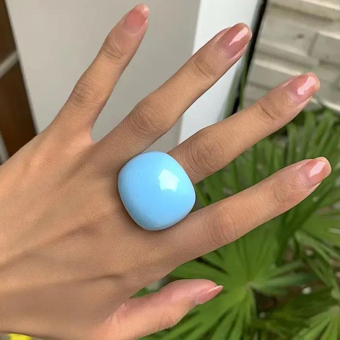 Bague ronde à la mode européenne et américaine, taille 8, design incurvé couleur macaron, bague pour