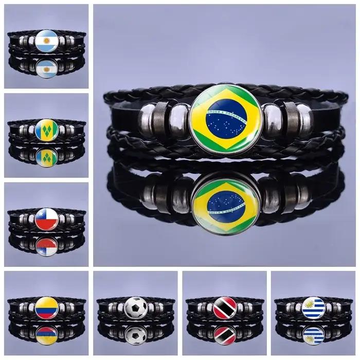 Bracelet en cuir tressé géométrique à la mode pour hommes et femmes occasions spéciales américaine sud exotique sportive