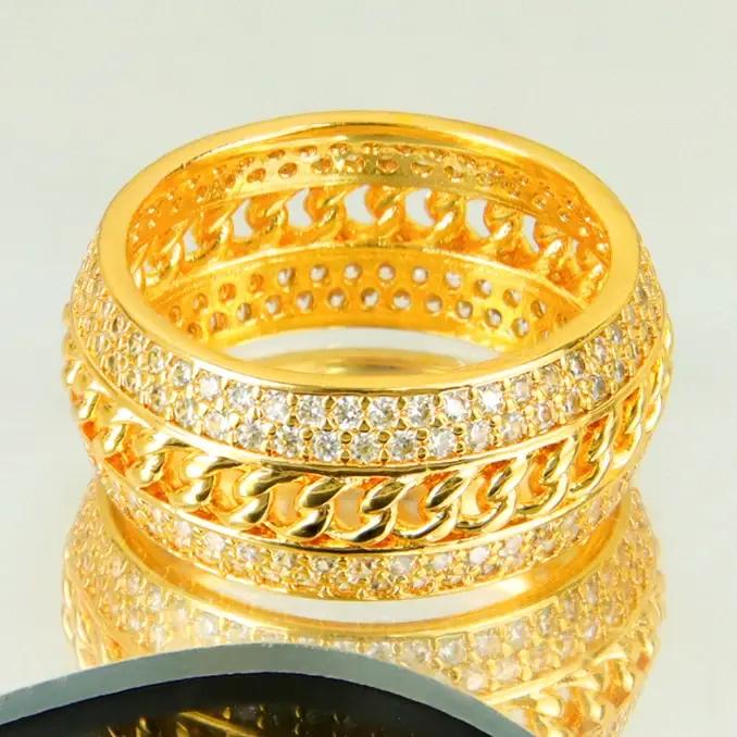 Bague de cocktail vintage marocaine plaquée or 24 carats sertie de zirconium blanc élégante à offrir pour femme occasions spéciales