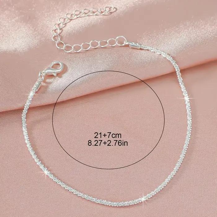 Bracelet de cheville Simple et brillant pour femmes, pendentif croix, couleur argent, bijoux élégants, Bracelet de plage, cadeaux sur pied