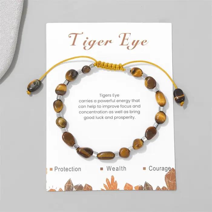 Bracelet de perles obisidiennes noires pour hommes et femmes