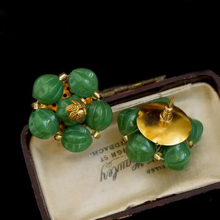 Collier et boucles d'oreilles Hippocampus double couche en agate verte