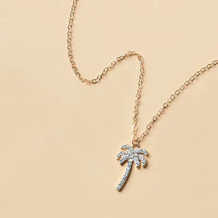 Collier en cristal de palmier AMP pour femme design géométrique or jaune clair tracker d'humeur occasions spéciales cadeau pour femme