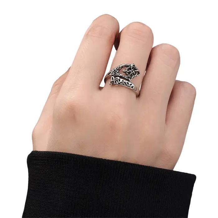 Bague ajustable en argent vintage motif nœud de protection des sorcières forme géométrique irrégulière pour femmes et filles cadeaux bijoux occasions spéciales