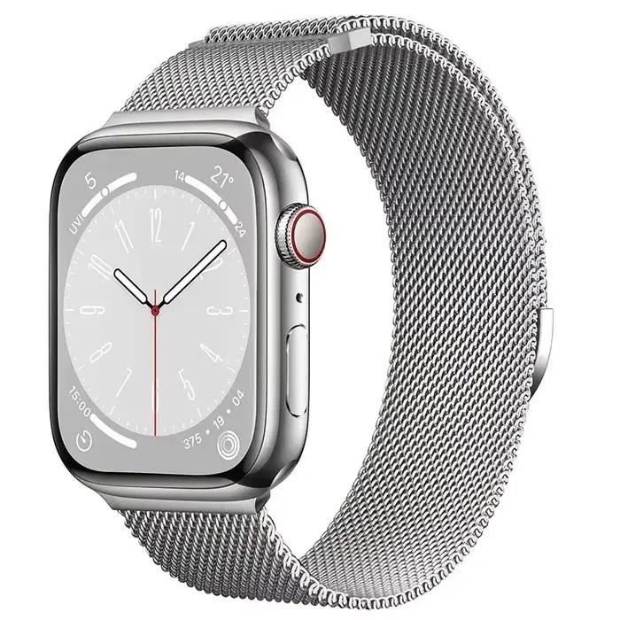 Bracelet à boucle milanaise en acier inoxydable pour Apple Watch 38mm 40mm 41mm 42mm 44mm 45mm 46mm 49mm, compatible avec toutes les séries iWatch, disponible en plusieurs couleurs, robuste et sophistiqué pour hommes et femmes