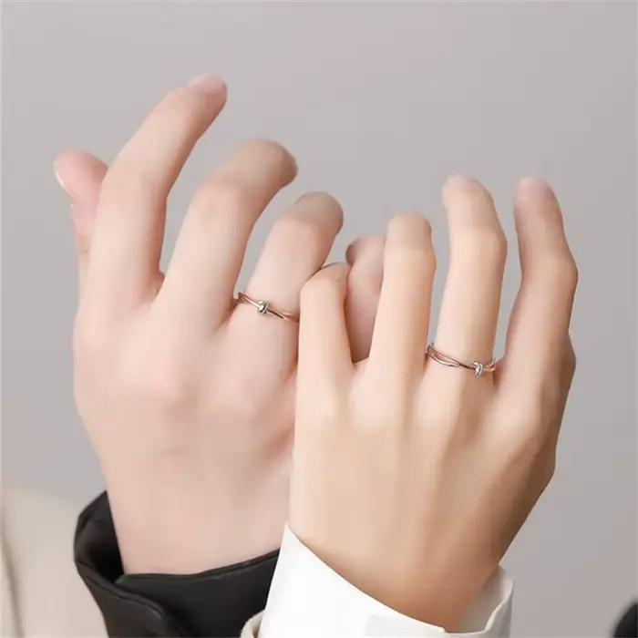Bague de Couple en argent Sterling 925 pour hommes et femmes