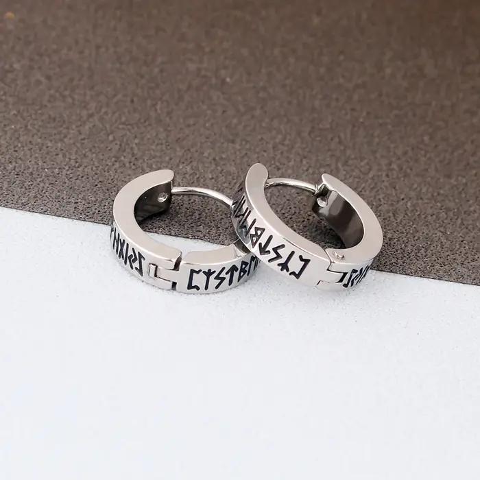 Boucles d'oreilles créoles Rune Viking pour hommes