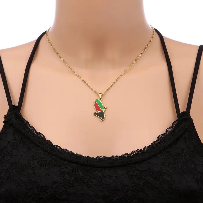 France Martinique carte drapeau pendentif collier en acier inoxydable pour femmes hommes or argent couleur charme mode tour de cou bijoux cadeau