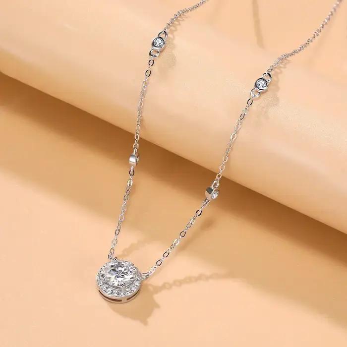 Collier en Argent Sterling 925 Serti de Moissanite Blanc 1 Carat Occasions Spéciales Femme