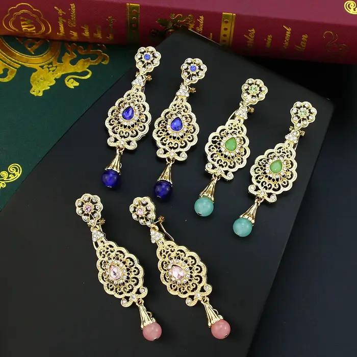 Sunspicems Chic marocain boucle d'oreille pour les femmes algérie boule de cristal longue