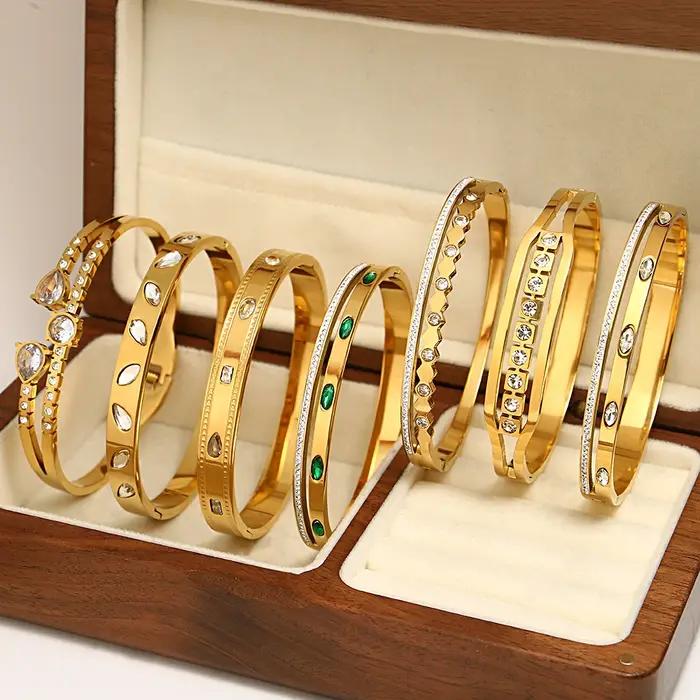 DODOHAO personnalité belle incrustée Zircon femme bracelets en acier inoxydable