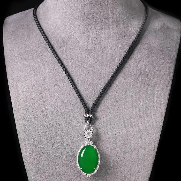WUIHA Vintage 925 argent Sterling naturel Jade laboratoire saphir haute teneur en carbone diamants pierres précieuses Cocktail pendentif collier bijoux fins
