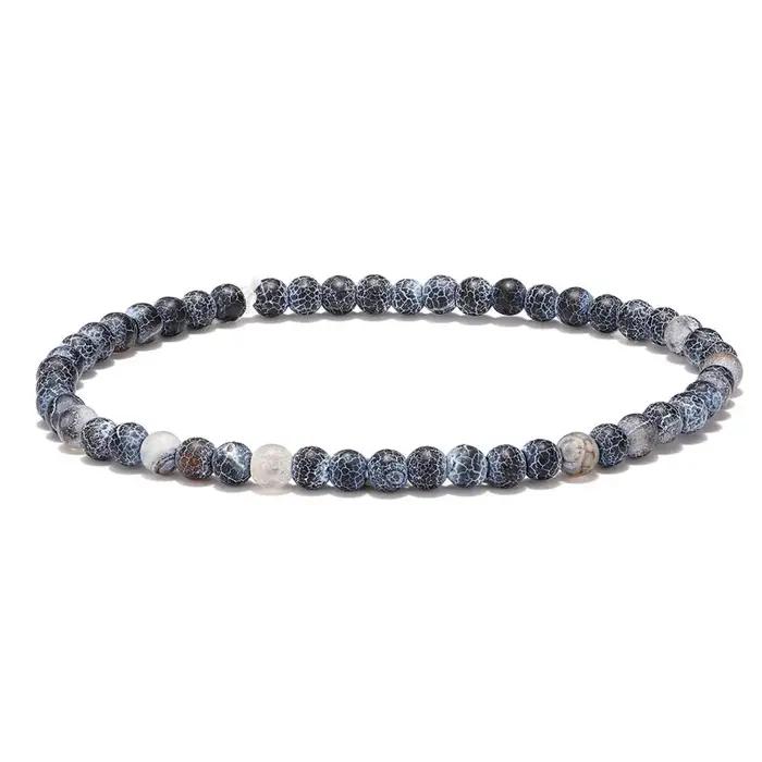 Bracelet d'amitie fait main argent plaque 925 perles agate naturelle geometrique vendange tracker fitness cadeau occassions speciales unisexe