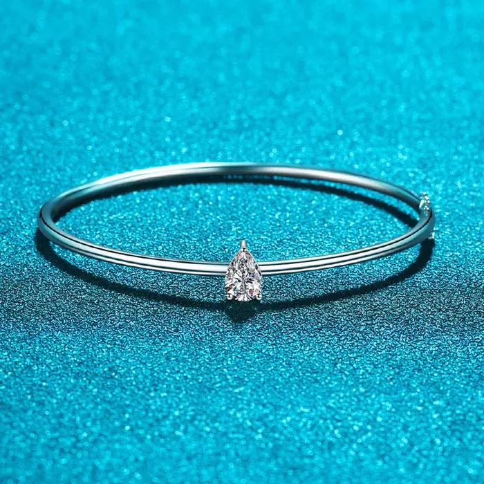 Bracelet en argent sterling 925 serti de moissanite poire élégant pour femmes occasions spéciales anniversaire cadeau de mariage engagement
