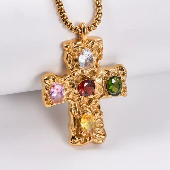 Bijoux Vintage pendentif croix en cristal pour femmes