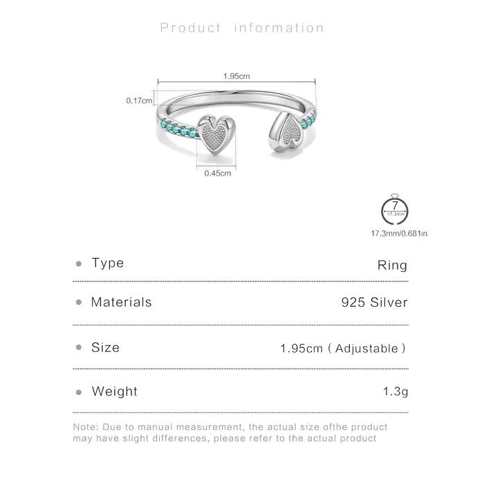 ANDYWEN – bague Double cœur réglable en argent Sterling 925