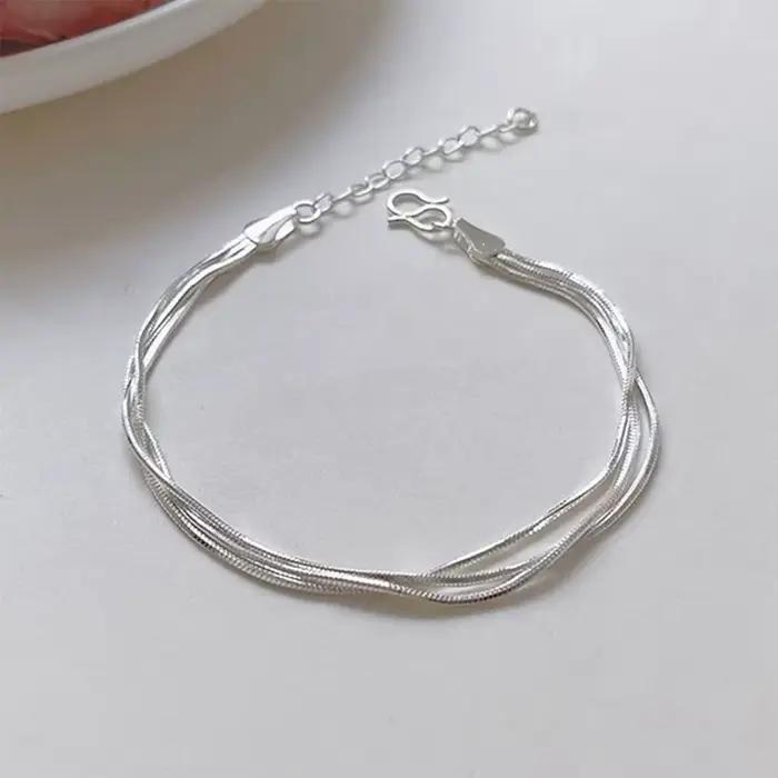 Bracelet en Argent Sterling 925 Coréen Multicolore pour Femmes Occasions Spéciales Soirées Élégantes