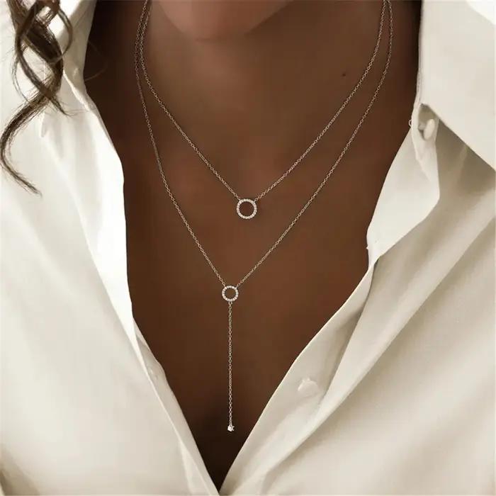 CANNER réel 925 bijoux en argent Sterling collier circulaire Zircon pendentif clavicule chaîne gland conception